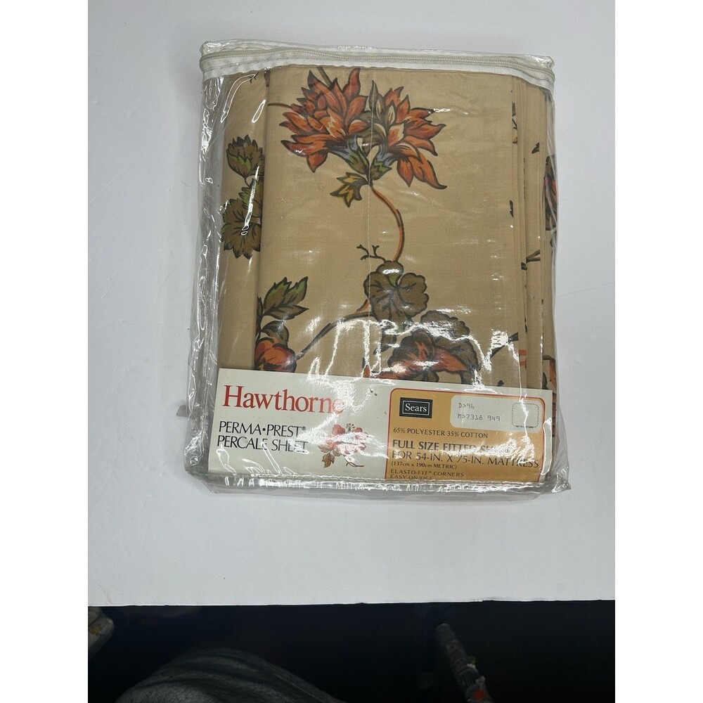 Hawthorn Perma-Prest Percale fitted sheet & Pillow Case new In Package